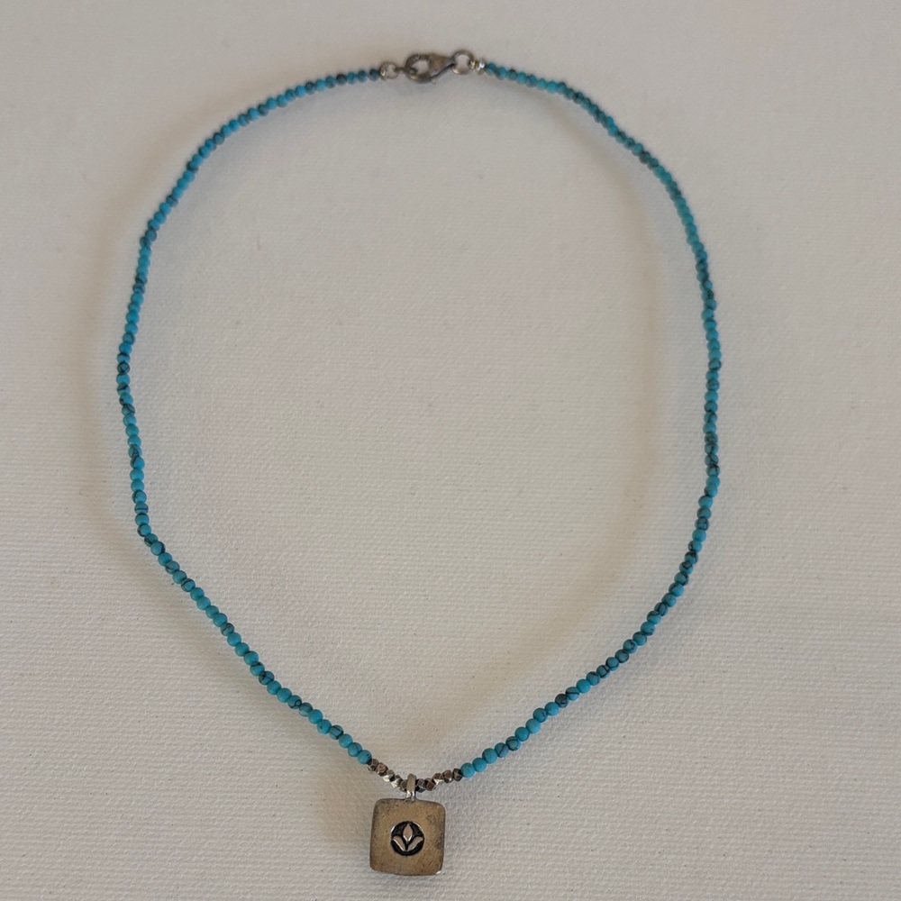 Satya Jewelry Turquoise Beaded Necklace with 925 Silver Pendant